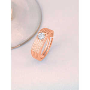 แหวนเพชรสีโรสโกลด์1กะรัตประดับเพชรเม็ดเดี่ยว1กะรัตหรูหราและมีสไตล์สำหรับผู้ชายเครื่องประดับระดับพรีเมียม - Product Image 3