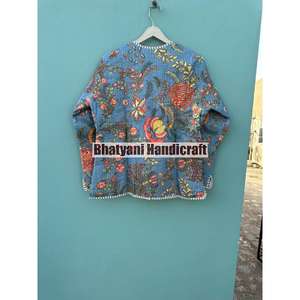 Handmade Quilted Block Printed Boho Style Cotton Jacket <b>for</b> Indian <b>Women</b> Breathable Button Closer <b>Coat</b> <b>for</b> Winter <b>for</b> Autumn - Product Image 5