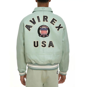 2025 Tamaños personalizados Mejor venta Chaquetas de cuero para hombres Chaquetas de cuero genuino hechas a medida con bordado Chaquetas Avirex - Product Image 2
