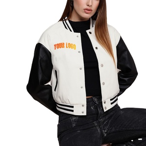 Veste universitaire en cuir pour femmes d'approvisionnement d'usine coupe confortable taille XL longue longueur conception personnalisée-disponible couleur noir et blanc - Product Image 1