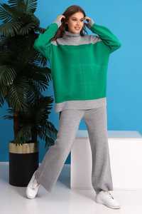 Conjunto de Dos Piezas de Punto de Alta Calidad para Mujer, Pantalones de Pierna Ancha Casuales de Cintura Alta, Suéter de Punto para Otoño e Invierno - Product Image 4