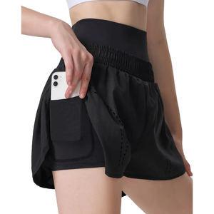 Short de course 2 en 1 pour femme avec poche pour téléphone Taille haute Gym Workout Quick-Dry Athletic Fitness Activewear - Product Image 4