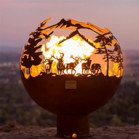 Foyer extérieur rond en acier sur mesure, sphère métallique en acier, globe terrestre, boule de feu