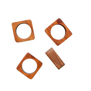 Anneaux de serviette en bois d'olivier de conception unique Porte-serviettes en forme de pomme fabriqués à la main pour des paramètres de table élégants à prix économique - Product Image 3