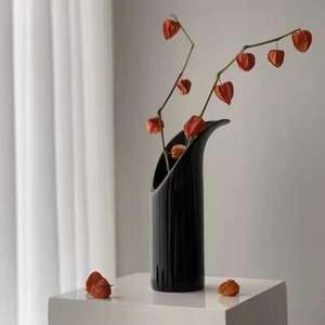 Pot de fleurs noir de style campagnard, vase décoratif pour table de chambre à coucher, artisanat en métal, style personnalisé, plantes artificielles et pot de fleurs - Product Image 3