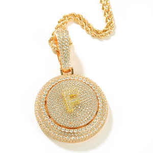 Oro amarillo VVS Moissanite corte redondo diamante colgante Hip Hop joyería colgante hombres mujeres 925 plata esterlina - Product Image 4