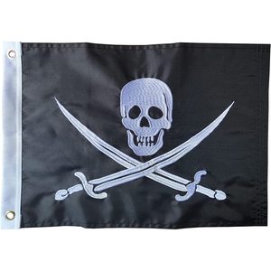 Paquete de 2 Banderas de Barco Pirata de 12x18 Pulgadas Hechas en EE. UU., Banderas de Yate Pirata con Bordado Jolly Roger y 2 Anillas de Latón, Resistentes - Product Image 6