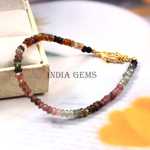 Pulsera de joyería de plata ajustable de 9 pulgadas con cuentas Rondelle facetadas Piedra preciosa de turmalina natural para boda o regalo - Product Image 3