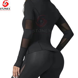 เสื้อแจ็คเก็ตโยคะแขนยาวแบบซิป ระบายอากาศได้ดี สำหรับผู้หญิง คอตั้ง ไร้สายรัด เอวสูง ยืดหยุ่นสูง แห้งเร็ว ดีไซน์ไร้ตะเข็บ - Product Image 6