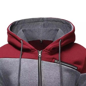 Bloc couleur Gym Fitness hommes à capuche haute qualité fermeture éclair à manches longues personnalisé polaire matériel bases respirant hiver à capuche - Product Image 2