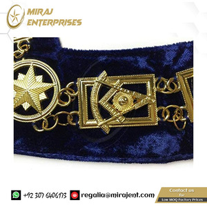 Colliers de chaîne maçonniques Regalia de qualité supérieure Collier de chaîne maçonnique en or avec carré + étui gratuit (en cadeau) - Product Image 4