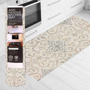 Tappeto Antifatica per Cucina 20x39, Motivo Rustico a Medaglione in Rilievo, Lavabile, in Schiuma, Nylon e Gomma - Product Image 1