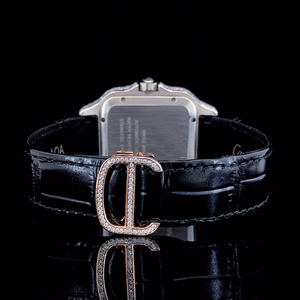 Reloj de Pulsera de Cuero Cuadrado de Lujo para Hombre de Alta Calidad con Esfera con Incrustaciones de Diamantes, Reloj Mecánico Automático Antiguo con Moissanita - Product Image 5