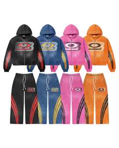 Qualité supérieure 100% coton polaire hommes femmes survêtements confortables deux pièces sérigraphié Design ensemble de vêtements d'extérieur à la mode - Product Image 1