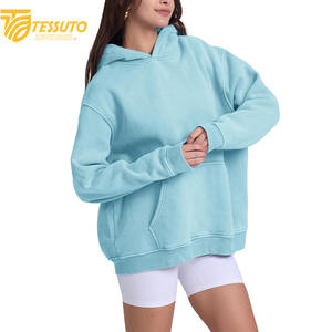 เสื้อครอปไซส์ใหญ่พิเศษสำหรับผู้หญิงเสื้อมีฮู้ดแฟชั่นผ้าฝ้าย100% สั้นโอเวอร์ไซส์สำหรับผู้หญิง - Product Image 3