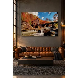 Impression sur toile du moulin à eau Fida dans la forêt d'automne - Product Image 5