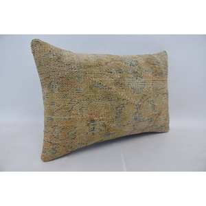 Beige Wool Woven Patchwork Kantha <b>Bolster</b> <b>Pillow</b> 16x24 Inch Luxury Vintage Floral Print Eco-Friendly Non-Slip Removable Washable - Product Image 3