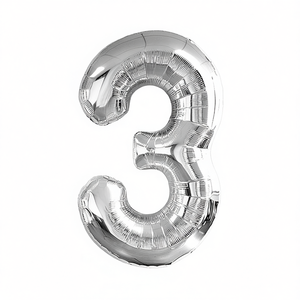 Palloncini Numero Party Love Argento N3 80cm Confezione da 12 pezzi - Product Image 2