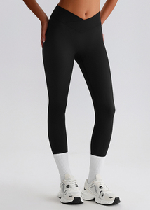 Mallas de Yoga de cintura cruzada acanalada de alta calidad para mujer, mallas deportivas de alta elasticidad para entrenamiento al aire libre - Product Image 2