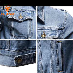 แจ็กเก็ตยีนส์ผ้าฝ้าย100% สำหรับผู้ชายเสื้อผ้าลำลองสีล้วนมีกระเป๋า - Product Image 5