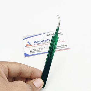 Haute qualité J courbe Type vert pince à cils acier inoxydable durable avec pointe pointue pour Extension de cils en gros - Product Image 1