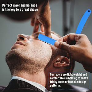 Rasoir à double lame, léger et réplicable pour les derniers rasoirs à cheveux berbères de couleur bleue pour hommes avec manche en bois - Product Image 2