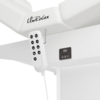 Lit de beauté facial moderne en PVC avec mécanisme de levage électrique, 3 moteurs, design pliable pour usage en salon