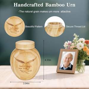 Urnas Medianas para Cenizas Humanas - 4.3 Pulgadas de Bambú con Diseño de Alas, Urnas de Cremación para Cenizas Humanas, Adultos, Hombres y Mujeres - Product Image 2