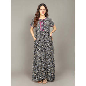 Evolove Chemise de nuit longue en viscose Liva pour femme avec poche - Tenue d'intérieur boutonnée à motif cachemire ultra douce - Product Image 2
