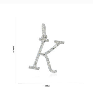 Sólido 14K oro blanco K inicial colgante hecho a mano Pave diamante joyería minimalista K letra colgante de alta calidad nuevo diseño - Product Image 1