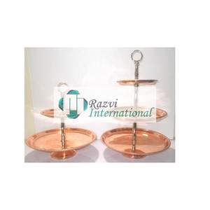 High Quality Gold Plated Finished Metal Top with Wooden Base Fancy Design <b>Cake</b> Stand for <b>Wedding</b> Party Event and Restaurant - Product Image 2