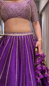 Hilo de seda Chinon pesado de calidad premium con lentejuelas más popular para fiesta de invierno Lehenga Choli trabajado Cancan Canvas Patta - Product Image 3