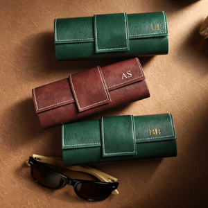 Étui à lunettes personnalisé vintage en cuir véritable magnétique, élégant, porte-lunettes personnalisé, boîte de protection pour lunettes de soleil - Product Image 2