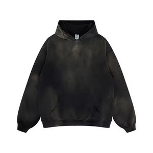 เสื้อฮู้ดดี้วินเทจสองชั้นฟอกสีแบบซันเฟดคุณภาพสูงสำหรับผู้ชาย รับผลิตตามแบบ OEM ผ้าฝ้าย 100% สำหรับใช้งานกลางแจ้ง เสื้อฮู้ดดี้ผู้ชายแบบกันหนาว - Product Image 5