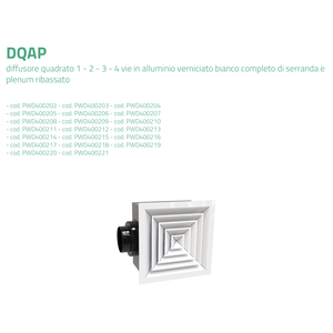 Difusor Cuadrado Bidireccional de Aluminio Pintado en Blanco Tecnosystemi DQAP con Compuerta y Plenum Reducido para Sistemas HVAC - Product Image 4
