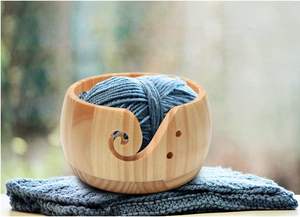 Bol en fil de bambou, bol de rangement en fil de bois fait à la main avec trous, bol à tricoter porte-laine accessoires de crochet à tricoter - Product Image 5