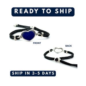 สร้อยข้อมือคริสตัลรูปหัวใจเงิน 925 |   เชือกลาพิสธรรมชาติ |   เครื่องประดับผู้หญิงแบบสั่งทำพิเศษจากโรงงาน (OEM) |   ขั้นต่ำ 1 ชิ้น - Product Image 2