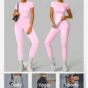 Custom Women Athletic Set Breathable T Shirt and Leggings Stretchable Workout <b>Outfit</b> for Sports and Training - Product Image 4