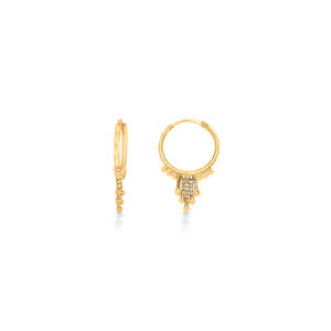 Pendientes Colgantes Elegantes para Mujer - Aros de Oro Amarillo con Encanto Místico - Product Image 3