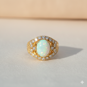 แหวนเงินแท้ 925 ชุบ GRA ประดับโอปอลสำหรับผู้หญิง เครื่องประดับอัญมณีทันสมัยสำหรับงานแต่งงาน งานปาร์ตี้ และแฟชั่นในชีวิตประจำวัน - Product Image 1