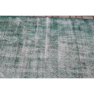 พรมวินเทจ, พรมตกแต่งขนาด 3.6x6.5 ฟุต พรมตุรกี, พรมขนสัตว์สีเขียวล้วน - Product Image 5