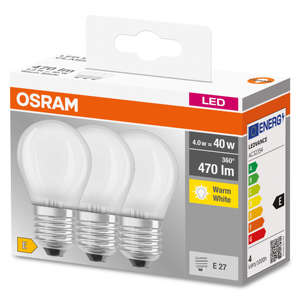 Pack de 3 bombillas LED esféricas mate, base E27, 4W, 2700K (Osram 113022) - Product Image 1