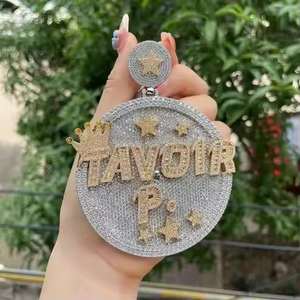 Colgante de Lujo con Nombre TAVOR P, Estilo Hip Hop, Chapado en Oro, con Incrustaciones de Moissanita VVS, Joyería Cristiana - Product Image 4