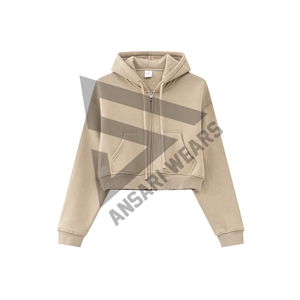 new wholesale custom Fashionable Winter Custom Logo <b>Cropped</b> Zip-Up Hoodie for Women Full Sleeve Short <b>Cropped</b> Sports <b>Top</b> - Product Image 5