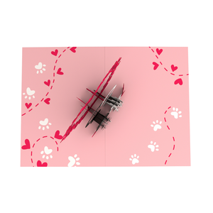 Romantique mignon chat Couple 3D Pop Up carte de voeux avec enveloppe noir et blanc chat amoureux à la main carte de voeux pour la Saint-Valentin - Product Image 4