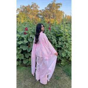Ensemble Salwar Kameez en coton rose glamour style Bollywood pakistanais pour filles, tissu épais, prêt-à-porter pour fêtes - Product Image 3