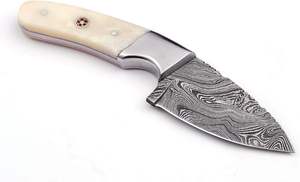 Couteau d'extérieur en acier damas Full Tang personnalisé Couteau d'extérieur Support OEM Lame fixe Gaine en cuir Couteau de survie pour le camping - Product Image 2