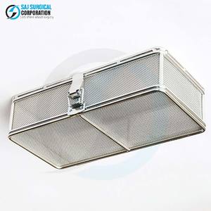 Stainless Steel Manual Wire <b>Mesh</b> <b>Basket</b> Locking Lid Durable Reusable Hospital Sterilization <b>Storage</b> Secure Surgical Instrument - Product Image 3
