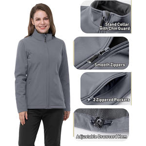 Chaqueta cortavientos Softshell personalizable ligera para mujer impermeable a prueba de viento tiras reflectantes duraderas cremallera algodón - Product Image 3