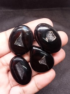 Most Selling UDGEMS Natural Polished Black Druzy Cabochon for Pendant & <b>Necklace</b> Jewelry Making - Product Image 2